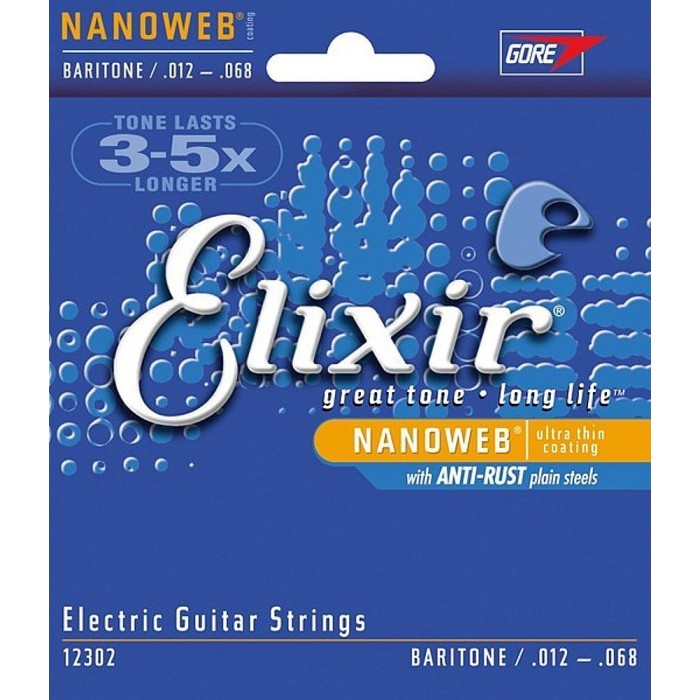 Elixir 012-068 Baritone NanoWeb Elektro Gitar Teli (12302)