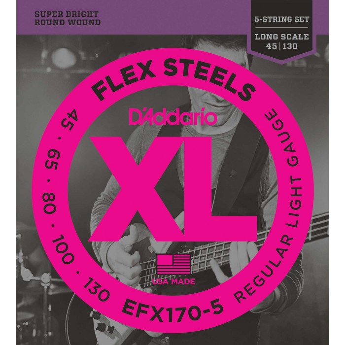 BAS GİTAR TEL SETİ, 5 TELLİ, FLEXSTEELS, REGULAR L