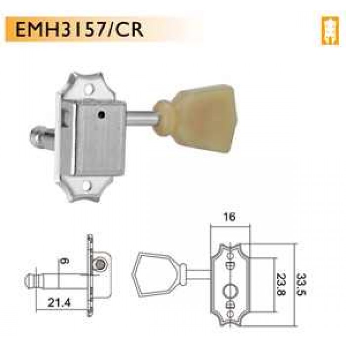 ELEKTRO GİTAR BURGUSU, 6'LI SET, 3 SAĞ+3 SOL, KROM