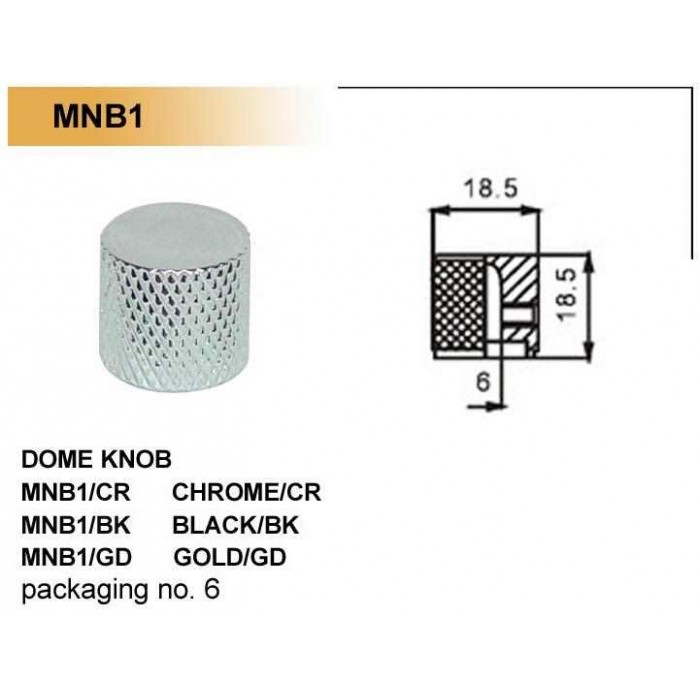 GİTAR POT. DÜĞME BAŞLIĞI (KUBBELİ) METAL, KROM, (1